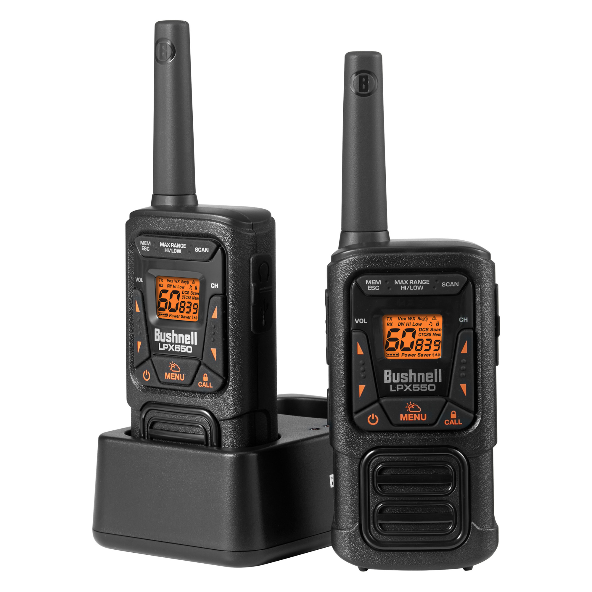Bushnell, 2-Watt 60-Channel FRS Walkie-Talkie Pair, Range 36 mile, Channel (qty.) 60 Model# BUS-LPX550